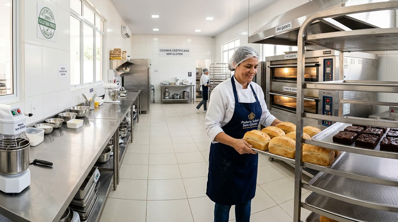 Produção profissional em cozinha certificada 100% sem glúten em Boa Vista, Roraima